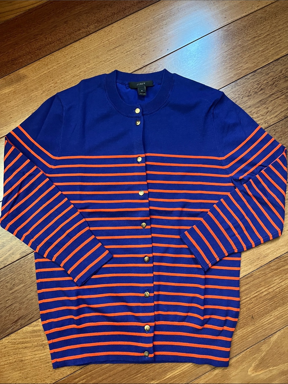 NWOT J. Crew Striped Jackie Cardigan Gold Buttons